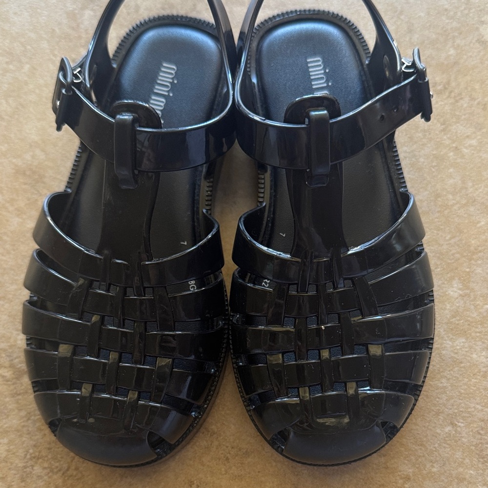 Mini Melissa Glossy Black Kids Possession Jelly Sandal
